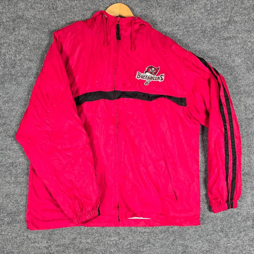 VTG Tampa‎ Bay Buccaneers NFL Game Day Red Black Windbreaker Jacket Men's Medium
